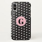 Monogram Black Polka Dots Case-Mate iPhone Hülle (Rückseite)