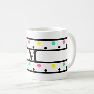 Monogram Black Polka Dots Kaffeetasse