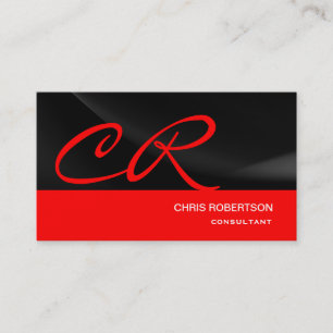 Monogram Black Red Consultant Business Card Visitenkarte