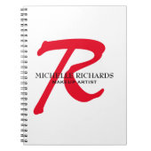 Monogram Black & Red Makeup Artist Notizblock (Vorderseite)