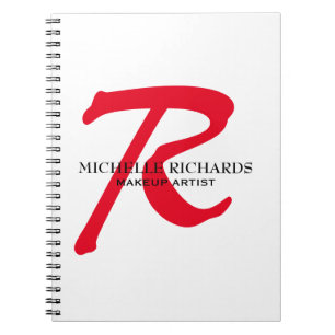 Monogram Black & Red Makeup Artist Notizblock