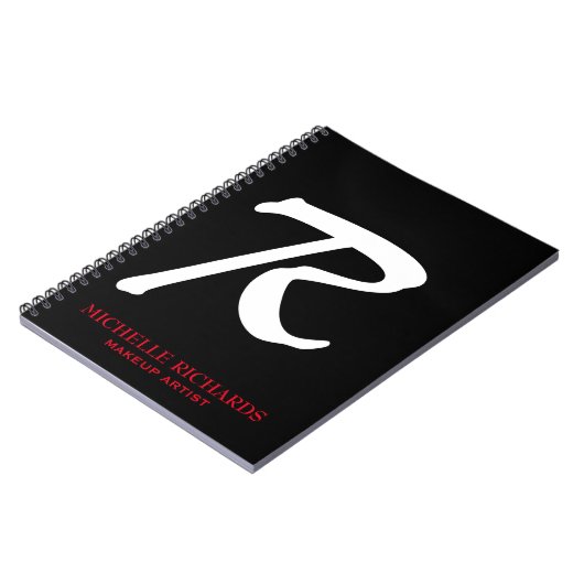Monogram Black & Red Makeup Artist Notizblock (Linke Seite)