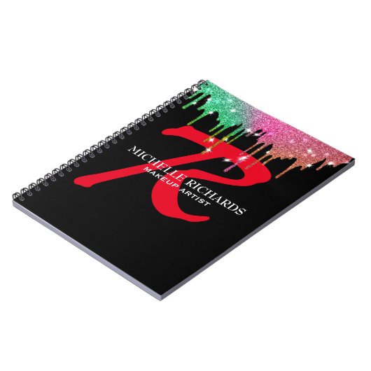 Monogram Black & Red Makeust Notebook Notizblock (Linke Seite)