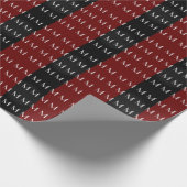 Monogram Black Red Modern Fügen Sie Ihren Namen zu Geschenkpapier (Ecke)