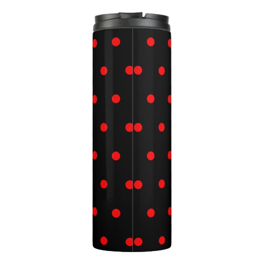 Monogram Black Red Polka Dots Thermosbecher (Rückseite)