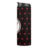 Monogram Black Red Polka Dots Thermosbecher (Nach rechts gedreht)