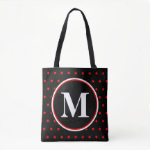 Monogram Black Red Polka Dots Zitat