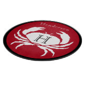 Monogram Black Red White Crab Nautical Cutting Boa Schneidebrett (Ecke)