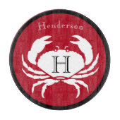 Monogram Black Red White Crab Nautical Cutting Boa Schneidebrett (Vorderseite)