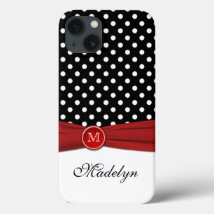 Monogram Black Red White Polka Dot iPad Air Hüllen