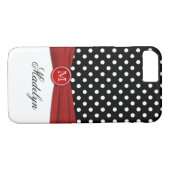 Monogram Black Red White Polka Dot iPhone 7 Fall Case-Mate iPhone Hülle (Rückseite (Horizontal))
