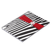 Monogram Black Red White Zebra Strip Notebook Notizblock (Linke Seite)