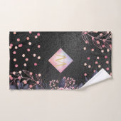 Monogram Black ROSEGOLD Pink Metallic Glitzer Girl Handtuch (Handtuch)