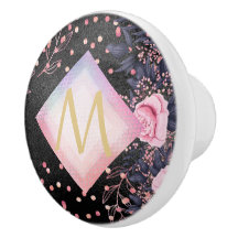 Monogram Black ROSEGOLD Pink Metallic Glitzer Girl