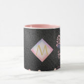 Monogram Black ROSEGOLD Pink Metallic Glitzer Girl Tasse (Zentrum)