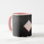 Monogram Black ROSEGOLD Pink Metallic Glitzer Girl Tasse (Vorderseite Links)