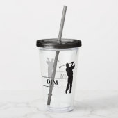 Monogram Black Silhouette Golfer Acryltrinkbecher (Rückseite)
