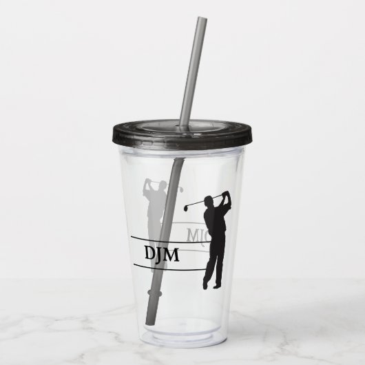Monogram Black Silhouette Golfer Acryltrinkbecher (Rückseite)