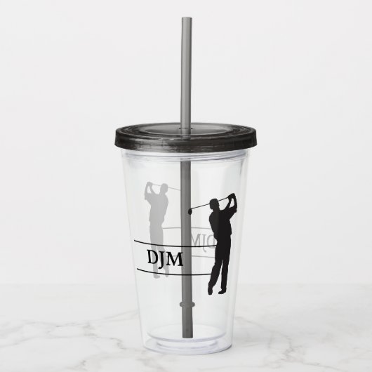 Monogram Black Silhouette Golfer Acryltrinkbecher (Vorderseite)