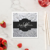 Monogram Black & Silver 25-Jubiläum Napkins Serviette (Beispiel)