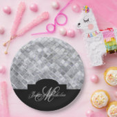 Monogram Black & Silver 25-Jubiläum Teller (Party)