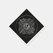 Monogram Black & Silver Filigree Motif Napkins Serviette (Ecke)