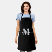 Monogram Black Silver Personal Schürze (Getragen)
