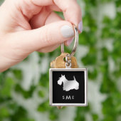 Monogram Black Silver Scottie Dog Schlüsselanhänger (Hand)