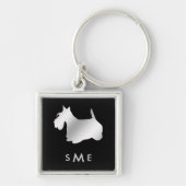Monogram Black Silver Scottie Dog Schlüsselanhänger (Vorne)