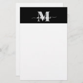 Monogram Black Silver White Personal Briefpapier (Vorne/Hinten)