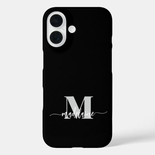 Monogram Black Silver White Personal Case-Mate iPhone Hülle (Rückseite)