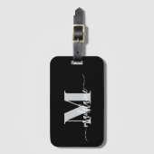 Monogram Black Silver White Personal Gepäckanhänger (Vorderseite Vertikal)
