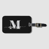 Monogram Black Silver White Personal Gepäckanhänger (Vorderseite (Horizontal))