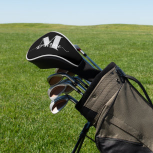 Monogram Black Silver White Personal Golf Headcover