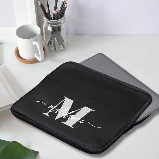 Monogram Black Silver White Personal Laptopschutzhülle