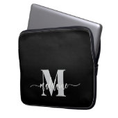 Monogram Black Silver White Personal Laptopschutzhülle (Vorderseite Links)