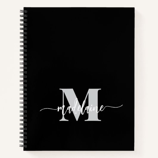 Monogram Black Silver White Personal Notizblock (Vorderseite)