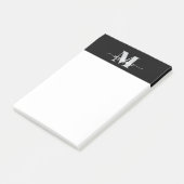 Monogram Black Silver White Personal Post-it Klebezettel (angewinkelt)