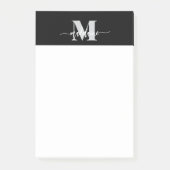 Monogram Black Silver White Personal Post-it Klebezettel (Vorderseite)