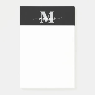 Monogram Black Silver White Personal Post-it Klebezettel