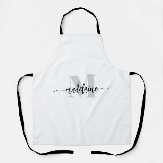 Monogram Black Silver White Personal Schürze (Vorderseite)