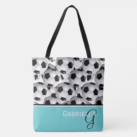 Monogram Black Soccer Ball Pattern Tasche (Vorderseite)