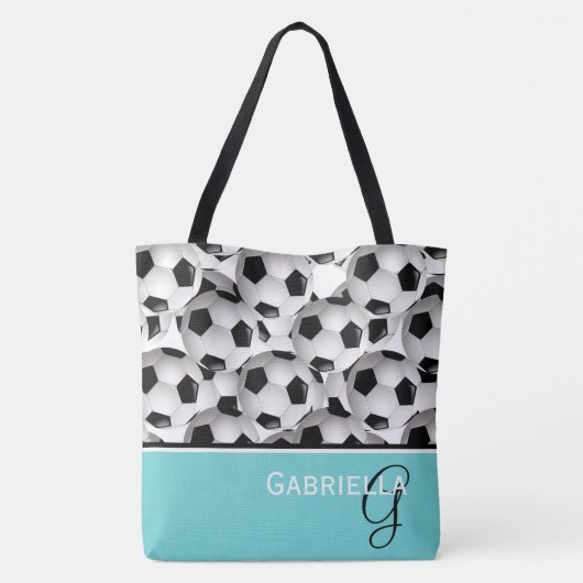 Monogram Black Soccer Ball Pattern Tasche (Rückseite)