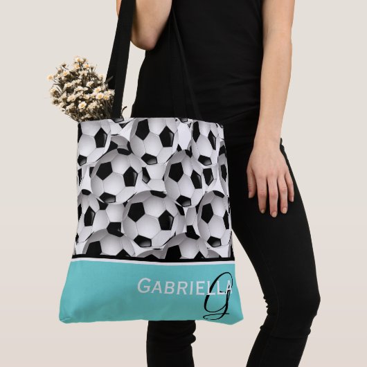 Monogram Black Soccer Ball Pattern Tasche (Von Nahem)