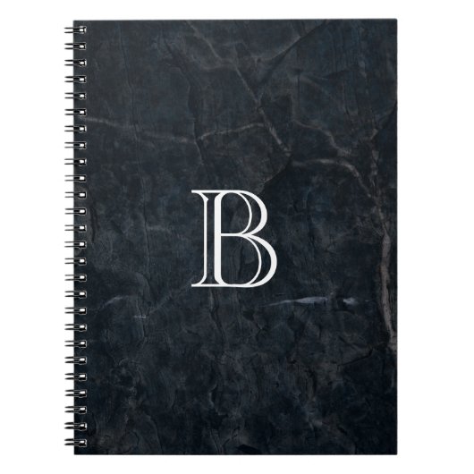 Monogram Black Stone Abstrakt Grunge Textur Notizblock (Vorderseite)