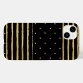 Monogram Black Striped Dots - Mate iPhone 14 Case-Mate iPhone Hülle (Rückseite (Horizontal))