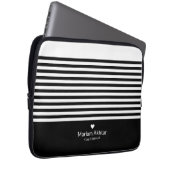 Monogram Black Stripes Trendy Chic Script Modern Laptopschutzhülle (Vorne Rechts)