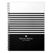 Monogram Black Stripes Trendy Chic Script Modern Notizblock (Vorderseite)