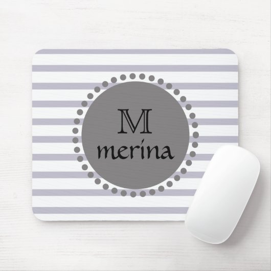 Monogram Black Striping Circle Mousepad (Mit Mouse)