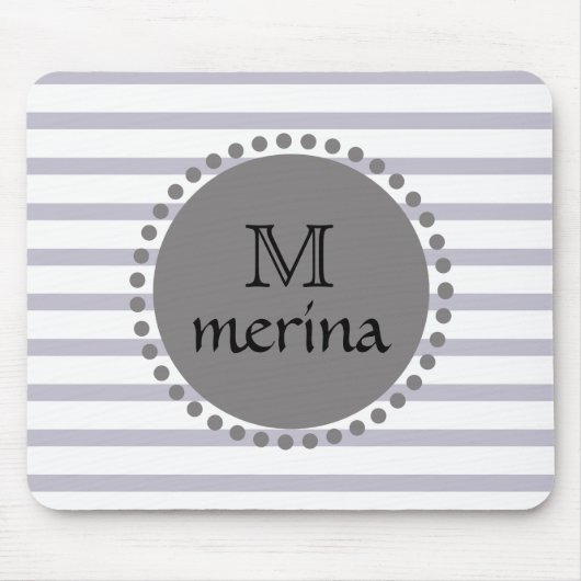 Monogram Black Striping Circle Mousepad (Vorne)